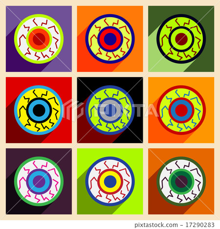 Flat with shadow concept and mobile application eyeball zombies Flat with shadow concept and mobile application eyeball zombies 17290283