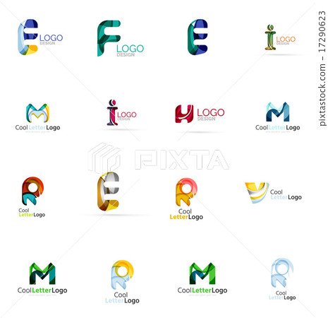 Set of colorful abstract letter corporate logos created with overlapping flowing shapes. Universal Set of colorful abstract letter corporate logos created with overlapping flowing shapes. Universal 17290623