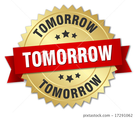 tomorrow 3d gold badge with red ribbon 17291062
