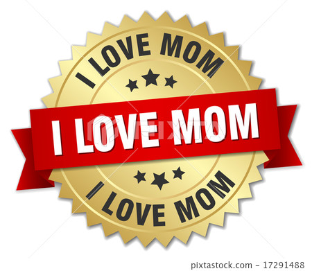 i love mom 3d gold badge with red ribbon i love mom 3d gold badge with red ribbon 17291488