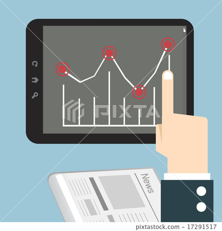 Hands with a tablet touch with graph. Hands with a tablet touch with graph. 17291517
