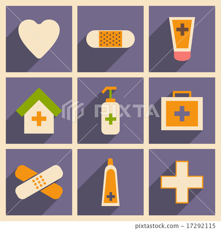 Flat with shadow concept and mobile application medical Care 17292115