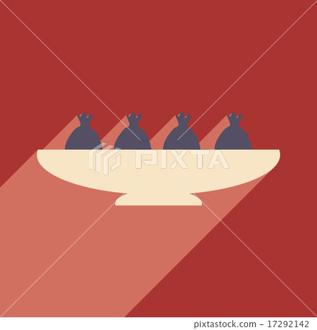 Flat with shadow icon and mobile application meat dumplings 17292142