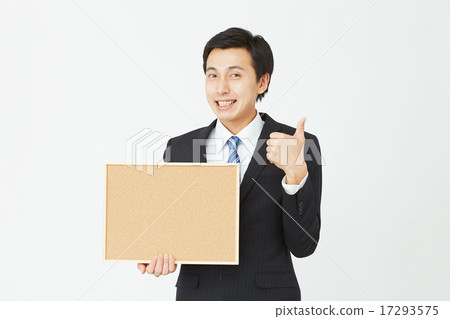Businessman with message board Good sign 17293575