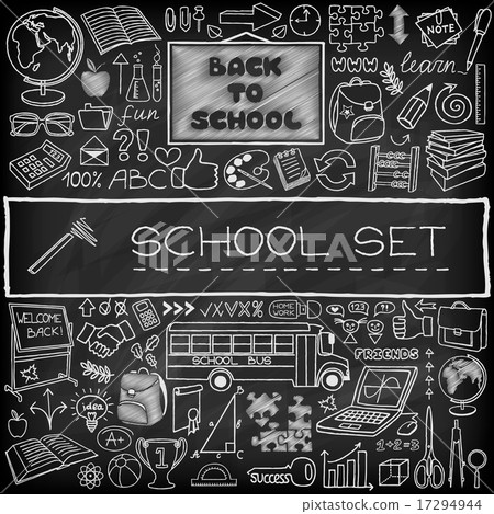 Hand drawn school icons set Hand drawn school icons set 17294944