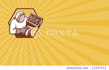 Business card Beekeeper Apiarist Holding Bee  Business card Beekeeper Apiarist Holding Bee  17297312