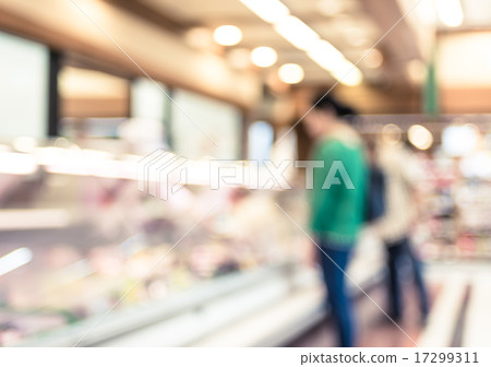 Blur of customer select fresh product on shelf Blur of customer select fresh product on shelf 17299311