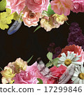 floral design pink roses on black background 17299846