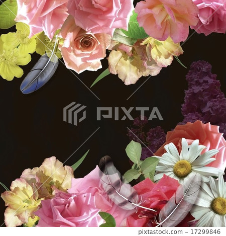 floral design pink roses on black background floral design pink roses on black background 17299846