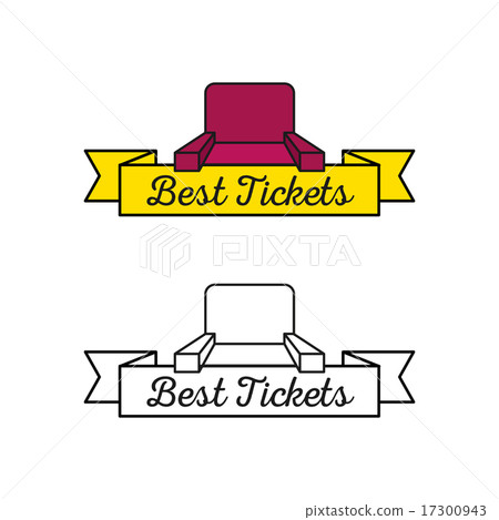 Vector cinema armchair logo with yellow ribbon Vector cinema armchair logo with yellow ribbon 17300943