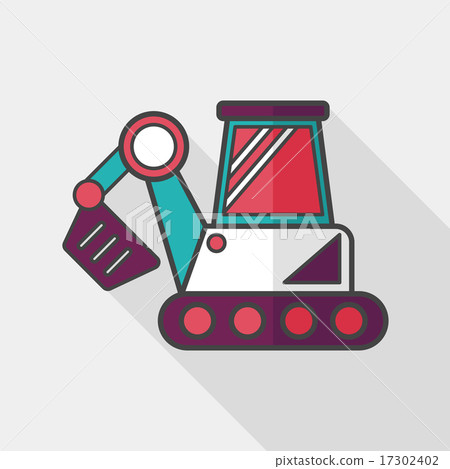Transportation excavator flat icon with long shadow,eps10 Transportation excavator flat icon with long shadow,eps10 17302402