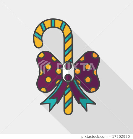 Christmas candy cane flat icon with long... - Stock Illustration ...