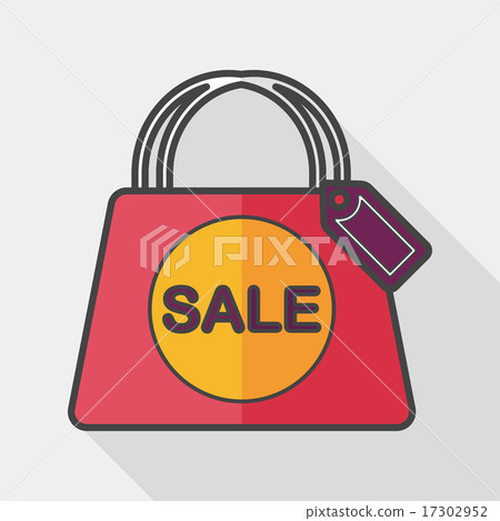 shopping paper bag flat icon with long... - Stock Illustration ...