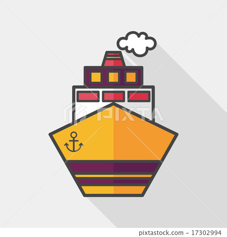 Transportation ship flat icon with long... - Stock Illustration ...