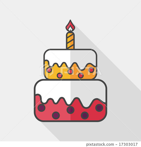 birthday cake flat icon with long shadow,eps10 - Stock Illustration ...