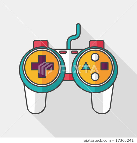 Game controller flat icon with long shadow - Stock Illustration ...