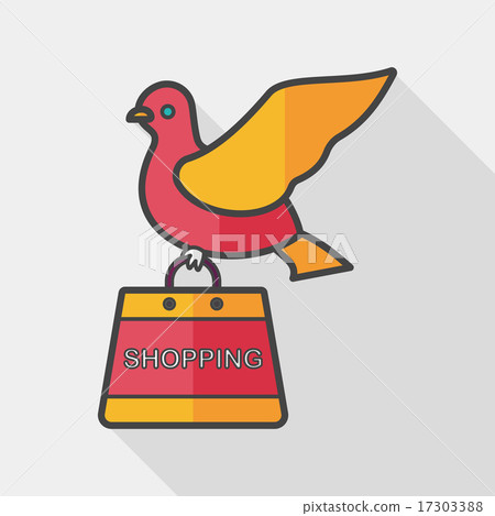 bird and shopping paper bag flat icon with long shadow,eps10 17303388