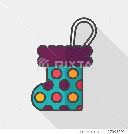 Christmas stocking flat icon with long shadow,EPS 10 Christmas stocking flat icon with long shadow,EPS 10 17303391
