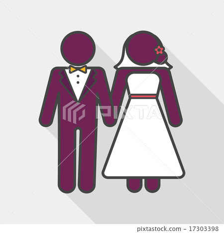 wedding couple flat icon with long shadow,eps10 17303398