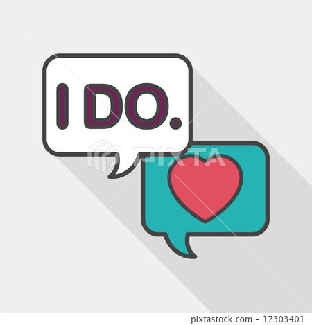 wedding yes i do words flat icon with long shadow,eps10 17303401