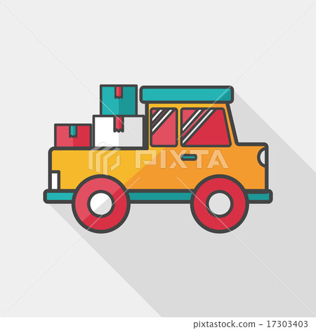Transportation truck flat icon with long shadow,eps10 Transportation truck flat icon with long shadow,eps10 17303403