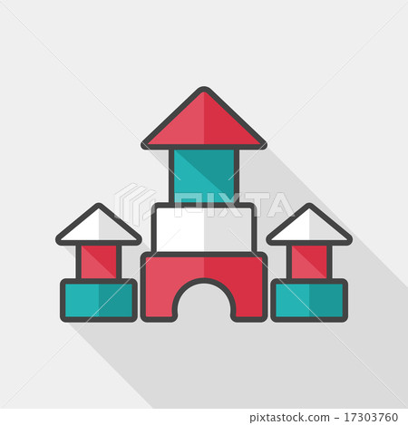 brick house flat icon with long shadow - Stock Illustration [17303760 ...