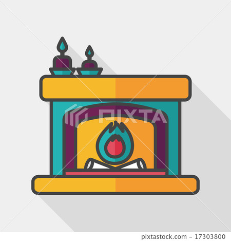 Christmas fireplace flat icon with long shadow,eps10 Christmas fireplace flat icon with long shadow,eps10 17303800
