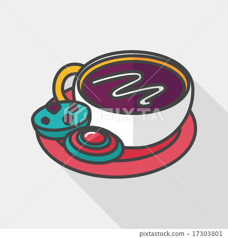 coffee with chocolate flat icon with long shadow,eps10 coffee with chocolate flat icon with long shadow,eps10 17303801