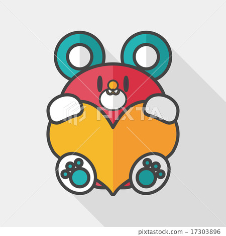 Valentine's day present bear flat icon with long shadow,eps10 17303896
