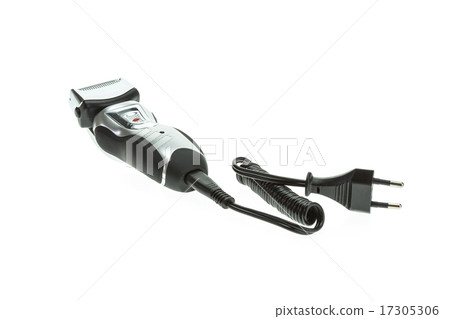 Close up mens black electric shaver isolated on white 17305306
