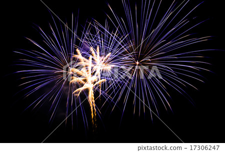 Blue fireworks in the night sky Blue fireworks in the night sky 17306247