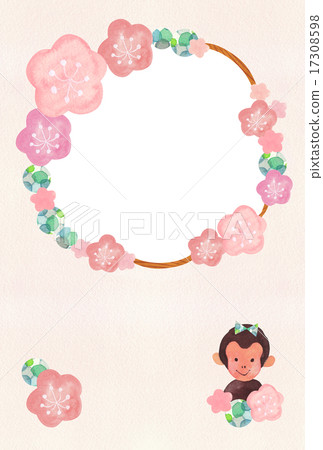 新年卡模板2016流和鮮花（數碼相機）沒有單詞 17308598