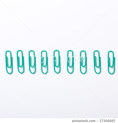 Image of green paper clips isolated on white background 17308885