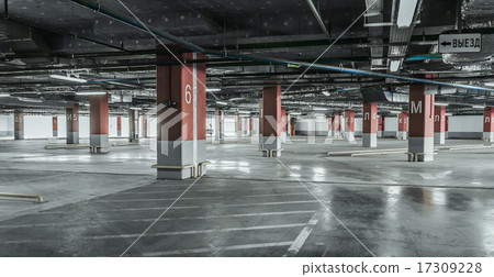 Empty underground parking background with copy space Empty underground parking background with copy space 17309228