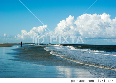 Seascape in bright shades of blue Netherlands Schiermonnikoog. Background  17310427