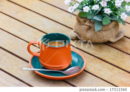 Hot coffee and flowers 17311560