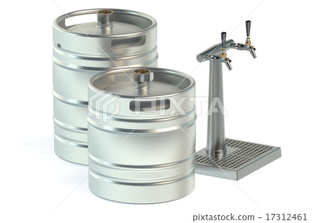 Beer metallic kegs and tap 17312461