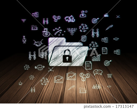 Business concept: Folder With Lock in grunge dark room 17313147