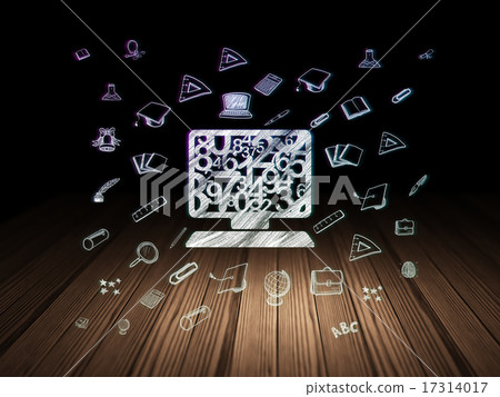 Learning concept: Computer Pc in grunge dark room 17314017