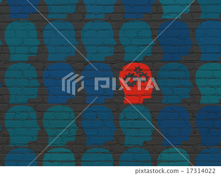 Education concept: head with gears icon on wall background 17314022