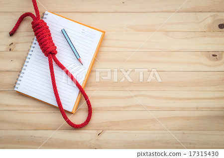 Rope with knotted and paper note 17315430