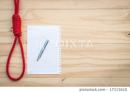 Rope with knotted and paper note Rope with knotted and paper note 17315628