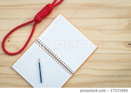 Rope with knotted and paper note 17315960