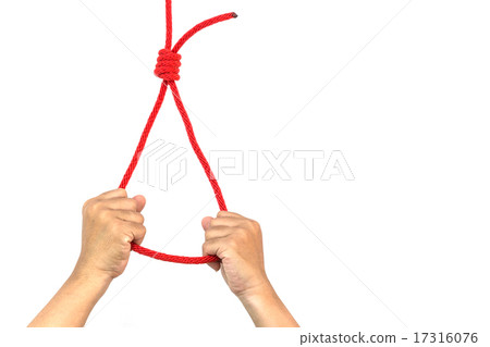 Hand holding rope with slipknot in concept suicide Hand holding rope with slipknot in concept suicide 17316076
