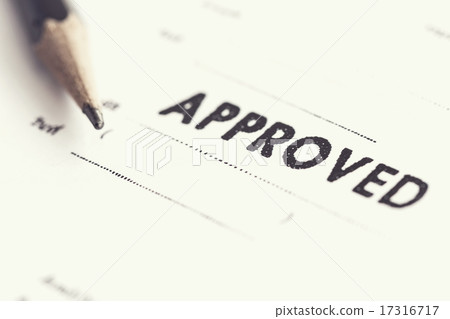 Approved stamp on white paper 17316717