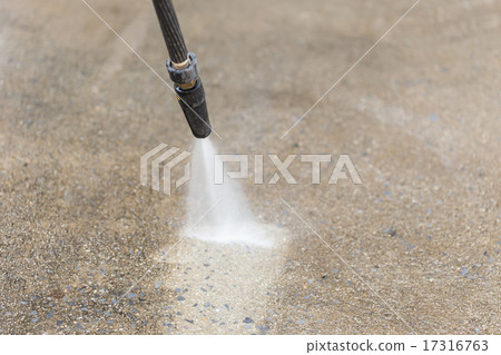 Outdoor floor cleaning with high pressure water jet 17316763