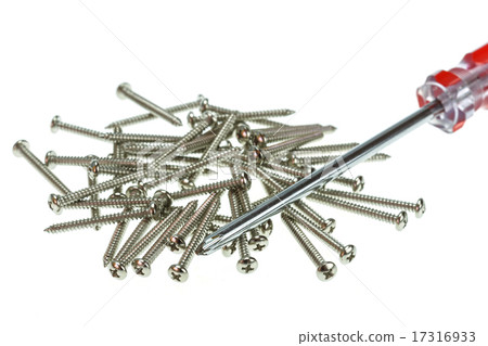 Screw and screwdriver isolated on white 17316933