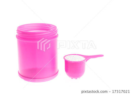 Pink plastic bottle of detergent Pink plastic bottle of detergent 17317021