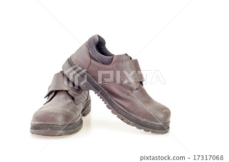 Old black safety shoe for worker Old black safety shoe for worker 17317068