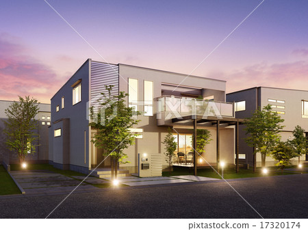 Residential evening landscape 17320174